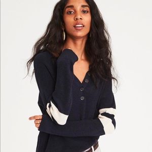 Varsity Stripe Henley Pullover Sweater